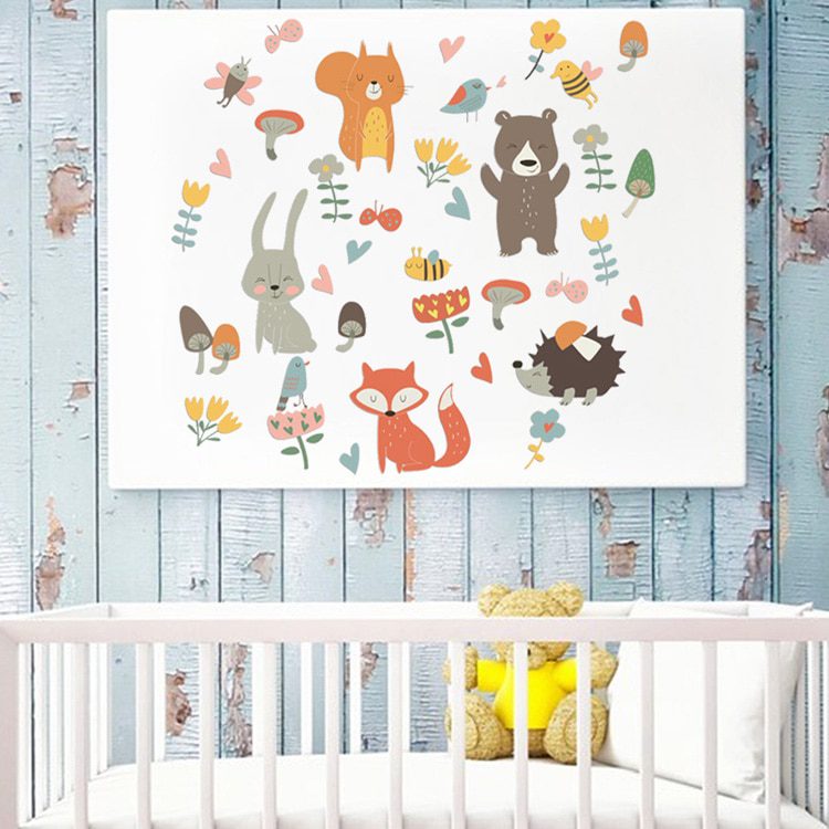 NEW Forest Animal Party Wall Sticker for kids rooms bedroom decorations wallpaper Mural home Art Decals Cartoon combination stic