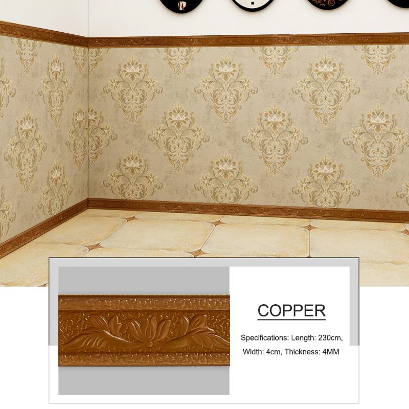 NEW 3D Wall Trim Line Skirting Border Self Adhesive Waterproof Baseboard Wallpaper Wall Sticker For Living Room Home Decoration