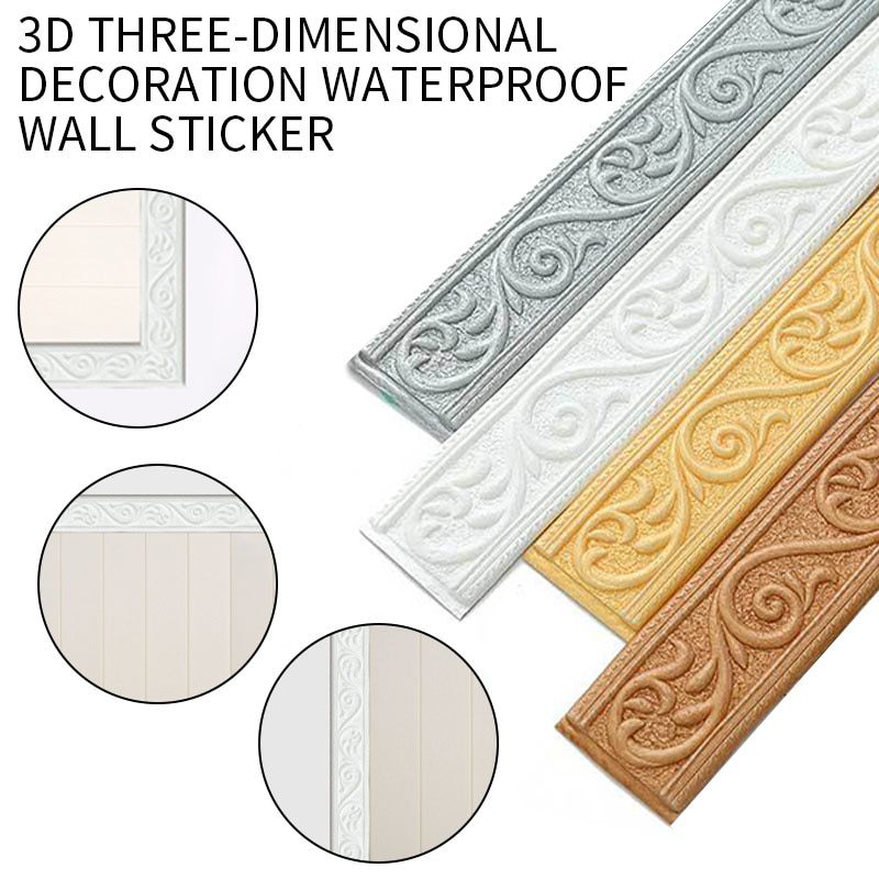 NEW 3D Wall Trim Line Skirting Border Self Adhesive Waterproof Baseboard Wallpaper Wall Sticker For Living Room Home Decoration