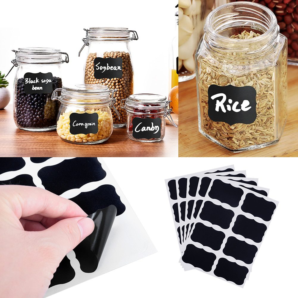 NEW 32pcs/4 sets Blackboard Spice Sticker Reusable Jam Labels Kitchen Stickers Organizer Wall Sticker home decor Chalkboard Labe