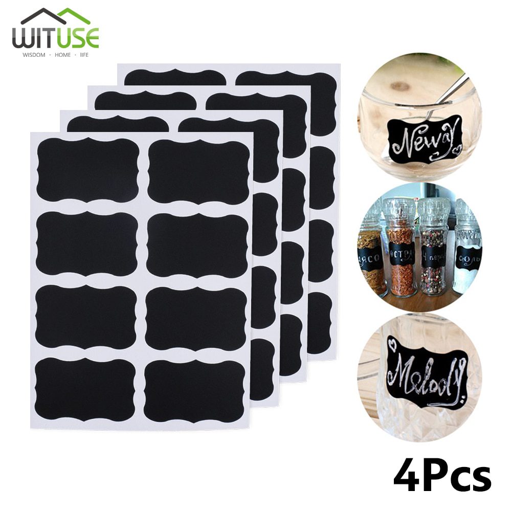 NEW 32pcs/4 sets Blackboard Spice Sticker Reusable Jam Labels Kitchen Stickers Organizer Wall Sticker home decor Chalkboard Labe