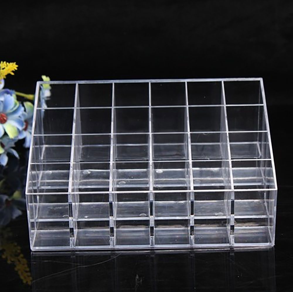 NEW Clear 24 Grid Lipstick Stand Case Makeup Organizer Storage Box Lipstick Display Stand Holder Cosmetic Jewelry Organizer Box