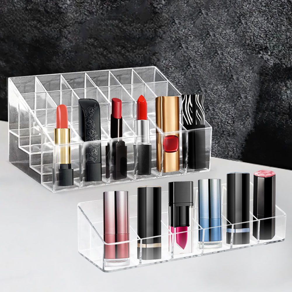 NEW Clear 24 Grid Lipstick Stand Case Makeup Organizer Storage Box Lipstick Display Stand Holder Cosmetic Jewelry Organizer Box