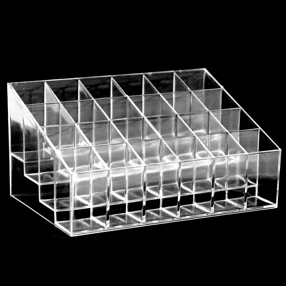 NEW Clear 24 Grid Lipstick Stand Case Makeup Organizer Storage Box Lipstick Display Stand Holder Cosmetic Jewelry Organizer Box