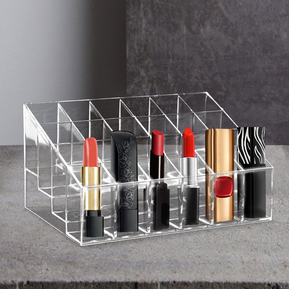 NEW Clear 24 Grid Lipstick Stand Case Makeup Organizer Storage Box Lipstick Display Stand Holder Cosmetic Jewelry Organizer Box