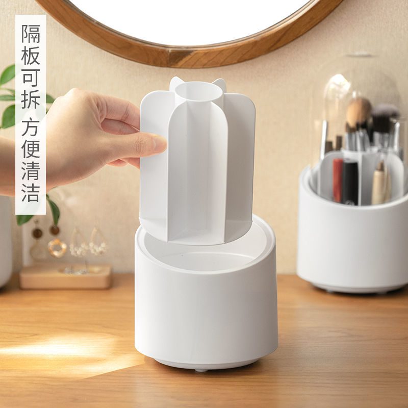 NEW Dust-proof Make Up Brush Holder 360 Rotating Desktop Brushes Organizer Makeup Lid Jar Pot Bathroom Storage Organization Home