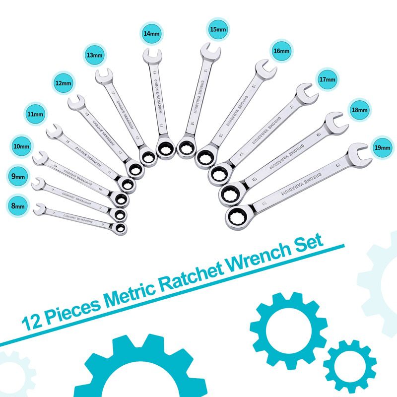 NEW Key Ratchet Wrench Set 72 Tooth Gear Ring Torque Socket Wrench Set Metric Combination Ratchet Spanners Set Car Repair Tools