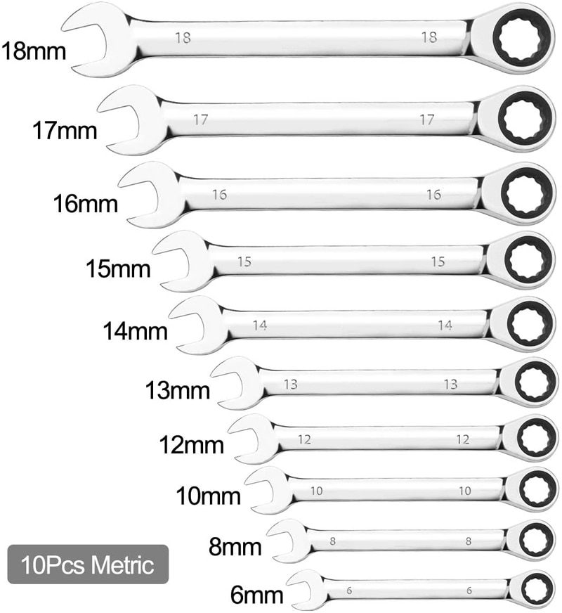 NEW Key Ratchet Wrench Set 72 Tooth Gear Ring Torque Socket Wrench Set Metric Combination Ratchet Spanners Set Car Repair Tools