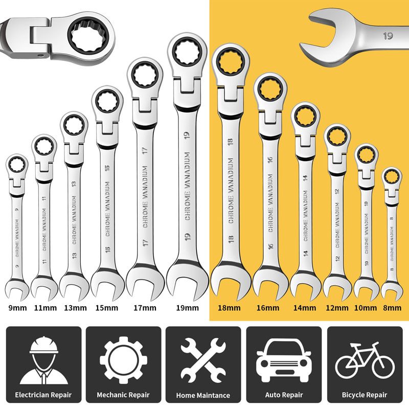 NEW Key Ratchet Wrench Spanner Socket Tool Set Ratchet 5/6/7/12PCS Car Repair Tools Wrench Set Hand Tools Adjustable Spanner