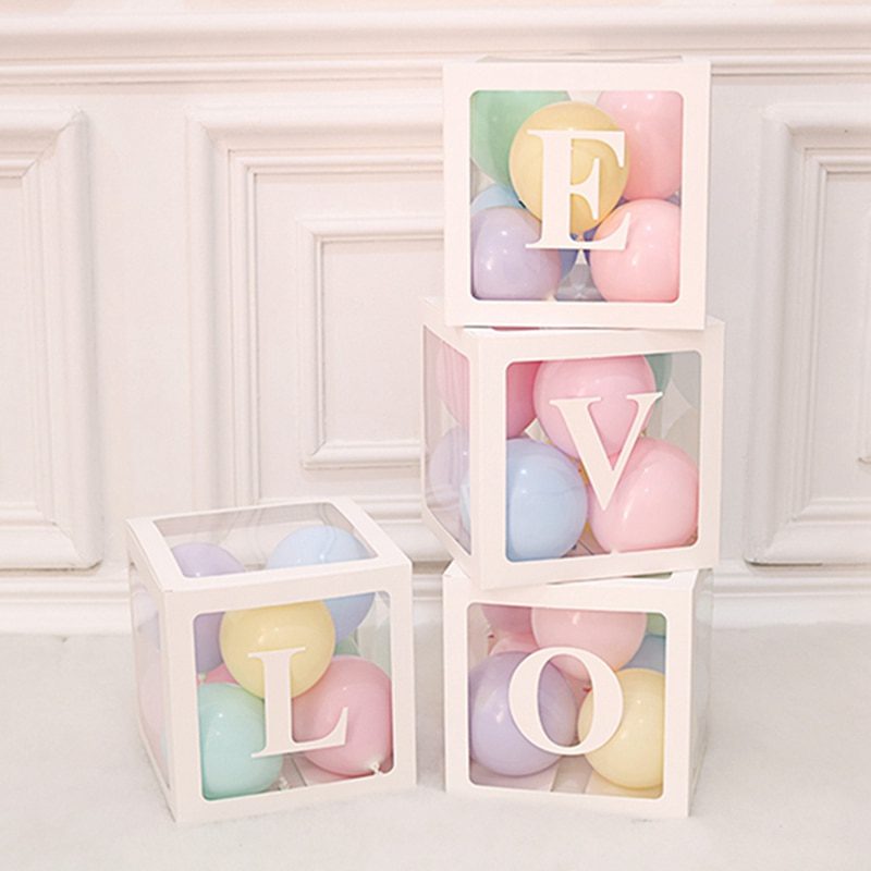 NEW Baby Shower Decoration Boy Girl Transparent Balloon Box Letter Frist 1st Birthday Wedding Party Docoration Gender Reveal Bap