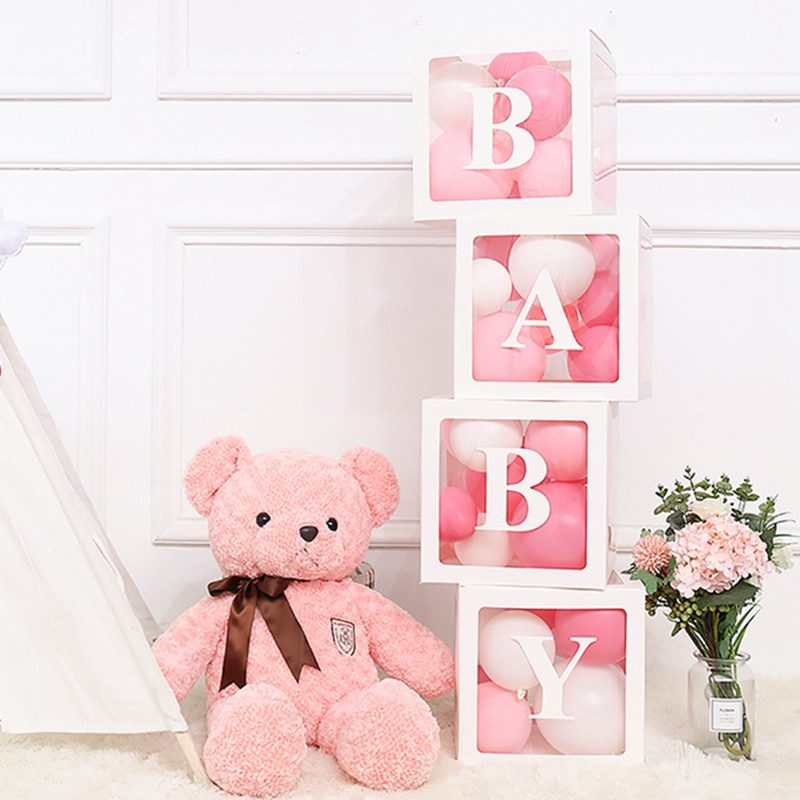 NEW Baby Shower Decoration Boy Girl Transparent Balloon Box Letter Frist 1st Birthday Wedding Party Docoration Gender Reveal Bap