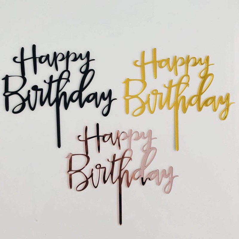 NEW Happy Birthday Cake Topper Acrylic Letter Cake Toppers Party Supplies Happy Birthday Black Cake Decorations Boy 33 Designs