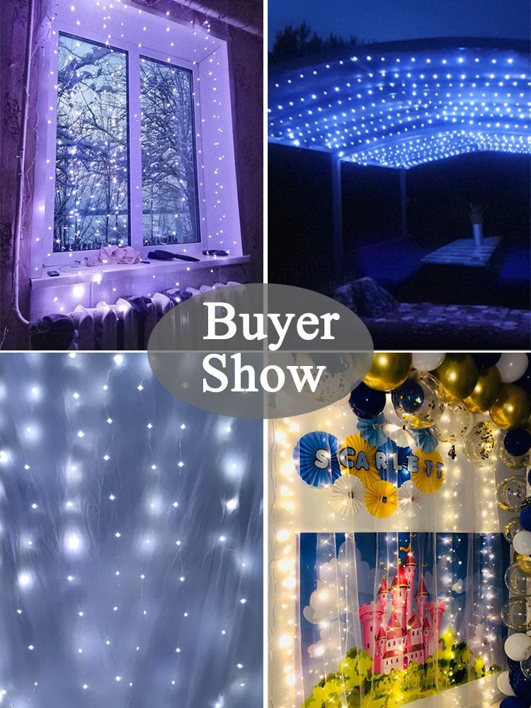 NEW 3m 100/200/300 LED Curtain String Light Garland Wedding Party Decorations Table Bachelorette Birthday Ramadan Festoon Backgr