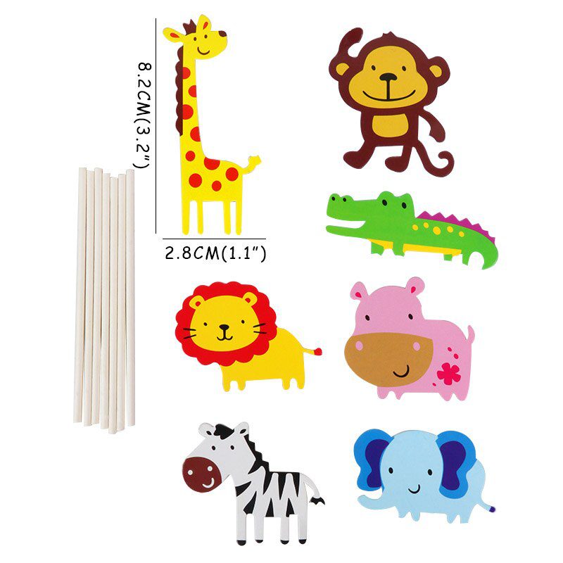 NEW Wild Jungle Party Cake Topper Kids Happy Birthday  Animal Cake Flag Boy Birthday Party Decoration Children Forest Party Supp