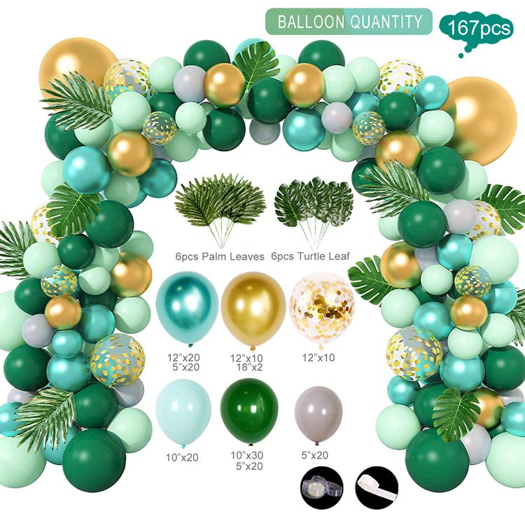 NEW Green Balloon Garland Arch Kit Jungle Safari Party Baloon Wild One Birthday Party Decor Kids Baby Shower Latex Ballon Chain