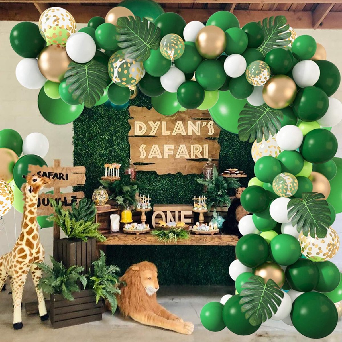 NEW Green Balloon Garland Arch Kit Jungle Safari Party Baloon Wild One Birthday Party Decor Kids Baby Shower Latex Ballon Chain