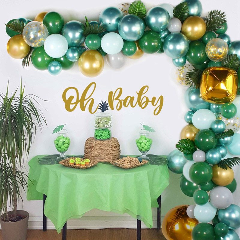 NEW Green Balloon Garland Arch Kit Jungle Safari Party Baloon Wild One Birthday Party Decor Kids Baby Shower Latex Ballon Chain