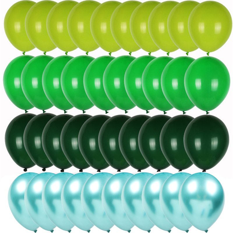 NEW 40pcs Green Balloons Set Chrome Metallic Confetti Ballon Jungle Safari Animal Birthday Party Decoration Wedding Balloon Garl