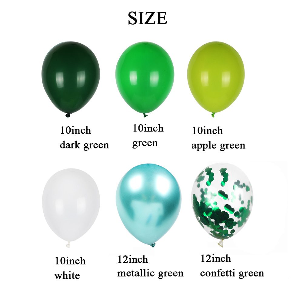 NEW 40pcs Green Balloons Set Chrome Metallic Confetti Ballon Jungle Safari Animal Birthday Party Decoration Wedding Balloon Garl