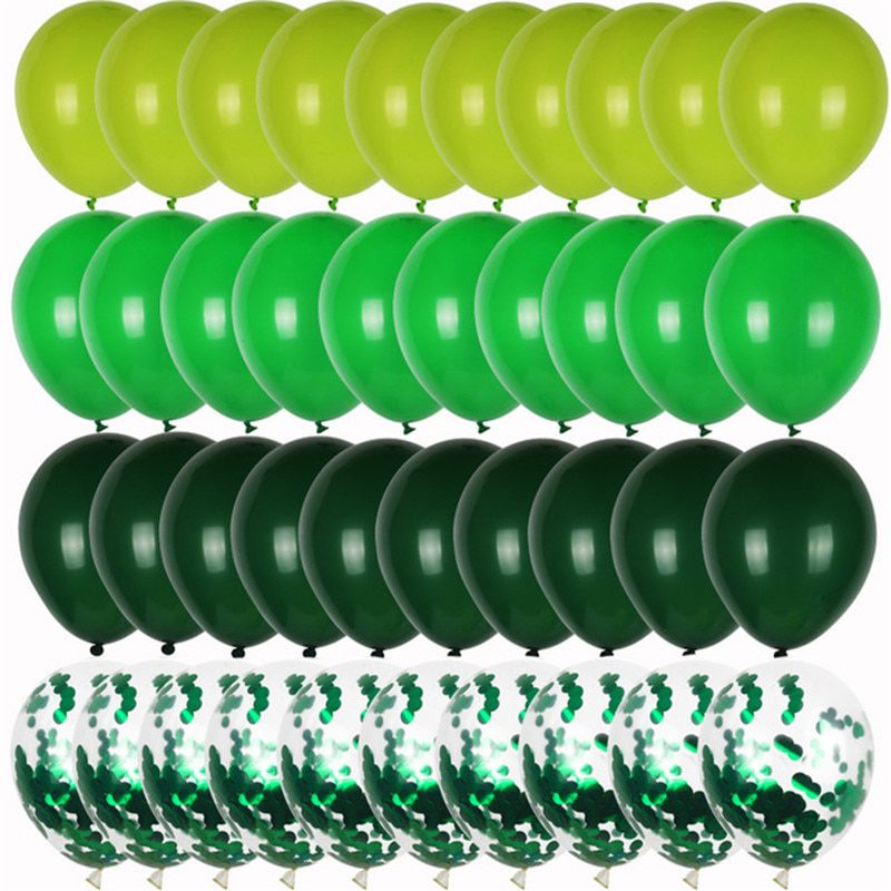 NEW 40pcs Green Balloons Set Chrome Metallic Confetti Ballon Jungle Safari Animal Birthday Party Decoration Wedding Balloon Garl