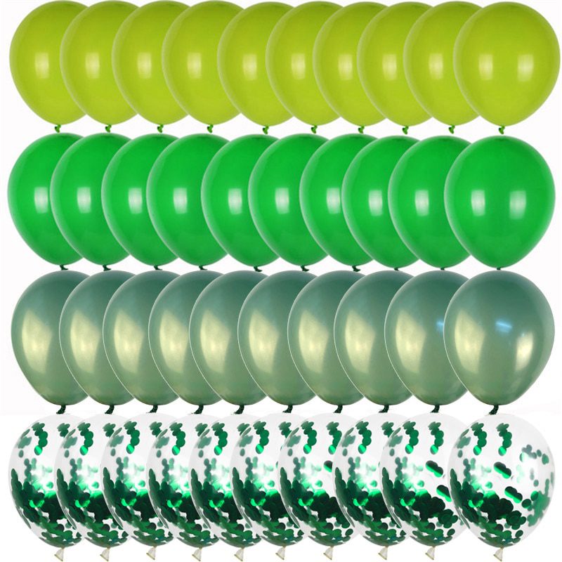 NEW 40pcs Green Balloons Set Chrome Metallic Confetti Ballon Jungle Safari Animal Birthday Party Decoration Wedding Balloon Garl