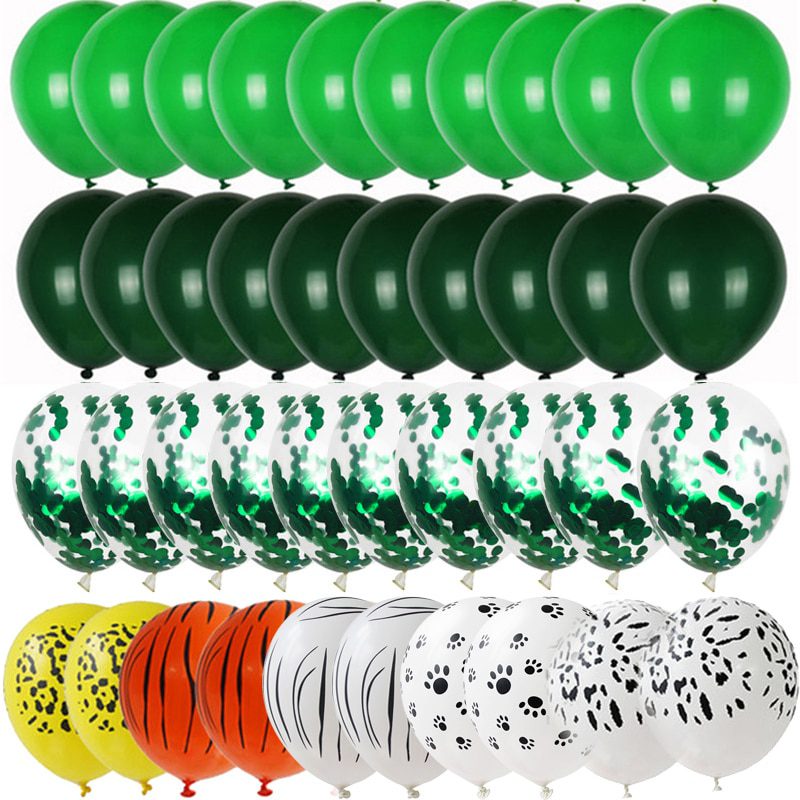 NEW 40pcs Green Balloons Set Chrome Metallic Confetti Ballon Jungle Safari Animal Birthday Party Decoration Wedding Balloon Garl