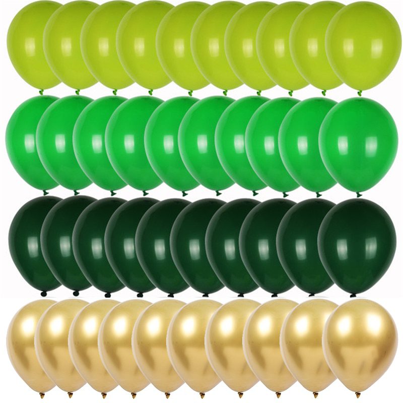 NEW 40pcs Green Balloons Set Chrome Metallic Confetti Ballon Jungle Safari Animal Birthday Party Decoration Wedding Balloon Garl