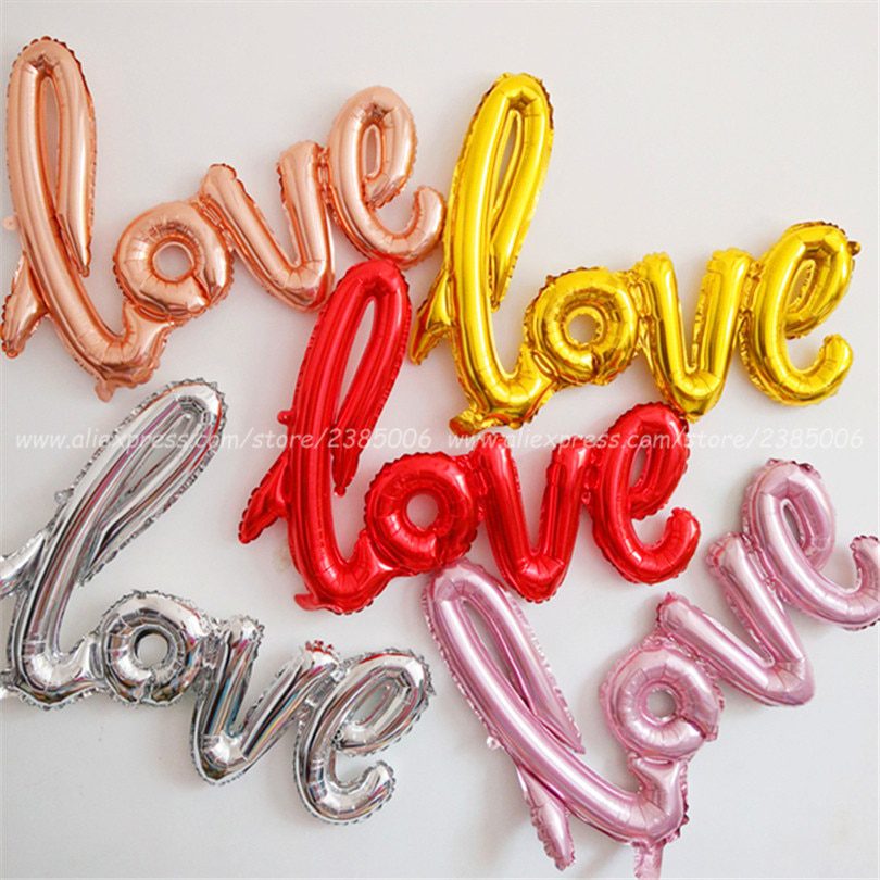 NEW Ligatures Love Letter Foil Balloon Anniversary Wedding Valentines Birthday Party Decoration Champagne Cup Photo Props