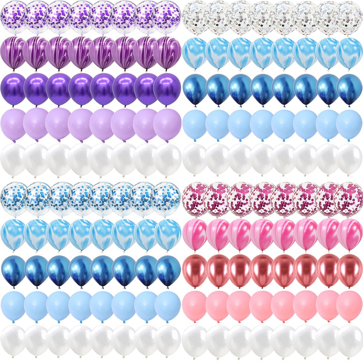 NEW 40 Pcs Blue Set Agate Marble Balloons Silver Confetti Balloon Wedding Valentine's Day Baby Shower Birthday Party Decorat