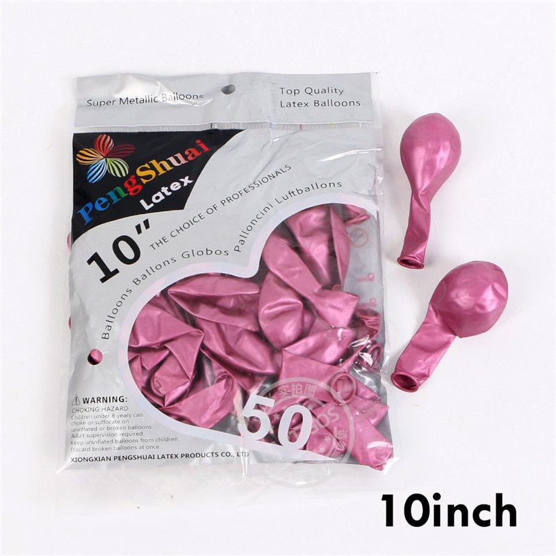 NEW 1set 50pcs 5/10inch New Chrome Metallic Latex Balloons Metallic Globos Inflatable Helium Balloon Birthday Party Decor Ballon