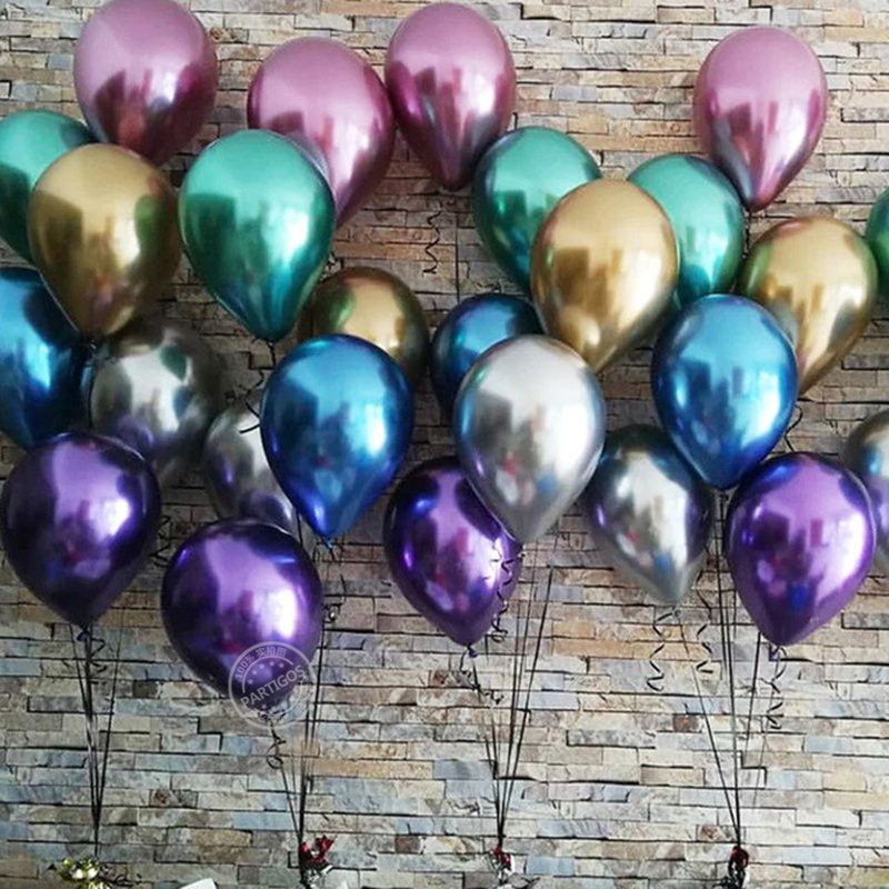 NEW 1set 50pcs 5/10inch New Chrome Metallic Latex Balloons Metallic Globos Inflatable Helium Balloon Birthday Party Decor Ballon