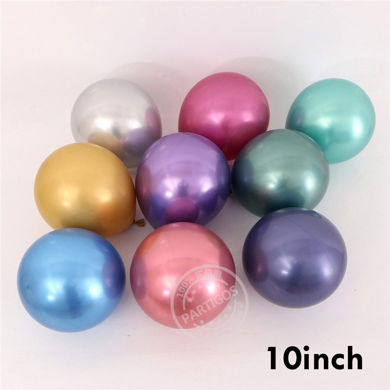 NEW 1set 50pcs 5/10inch New Chrome Metallic Latex Balloons Metallic Globos Inflatable Helium Balloon Birthday Party Decor Ballon