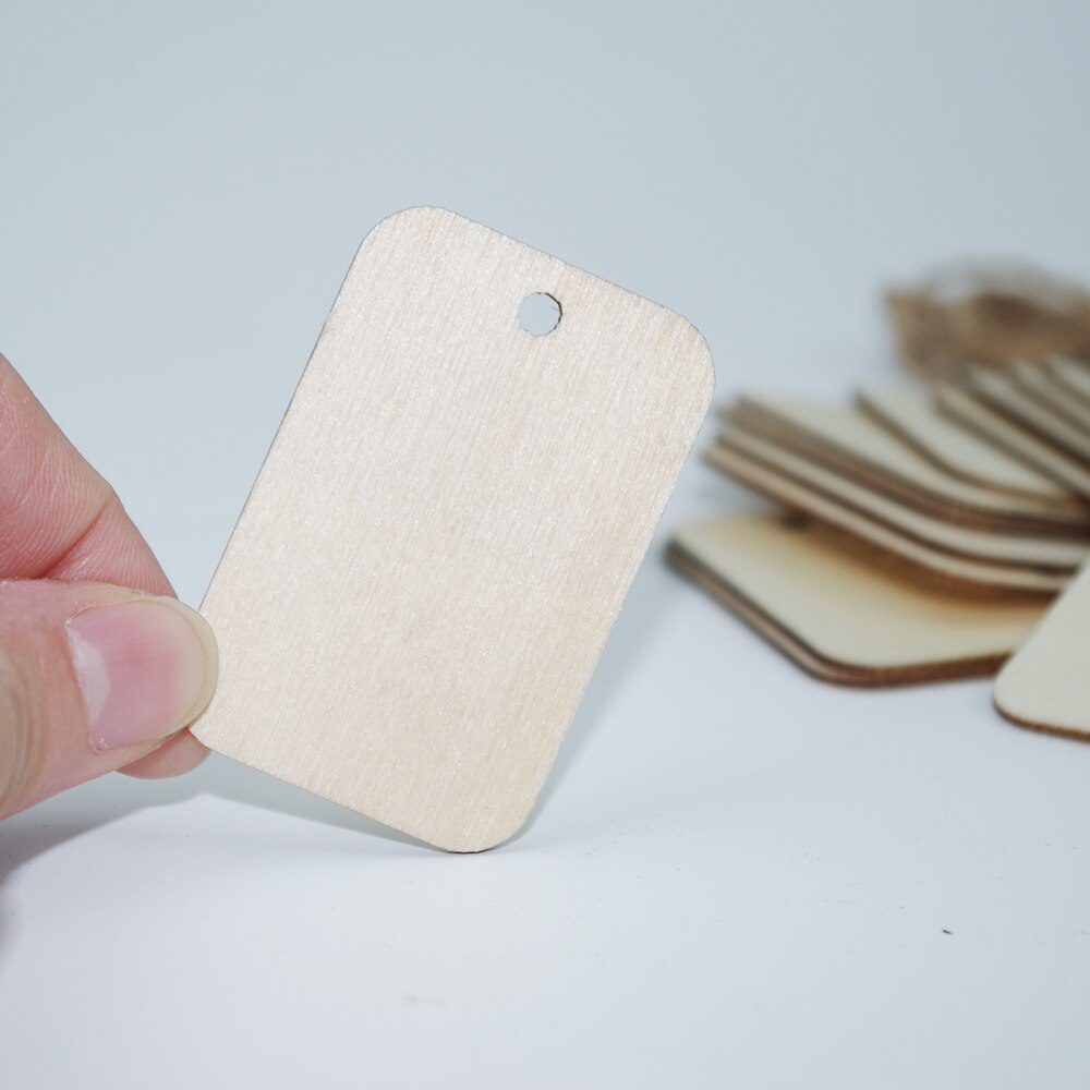 NEW 25/50/100Pcs Natural Wood Chips Blank Label Wooden Hanging Tag Vintage Label Craft Wedding Party DIY Decor Gift Wrap