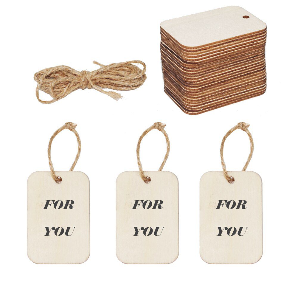 NEW 25/50/100Pcs Natural Wood Chips Blank Label Wooden Hanging Tag Vintage Label Craft Wedding Party DIY Decor Gift Wrap