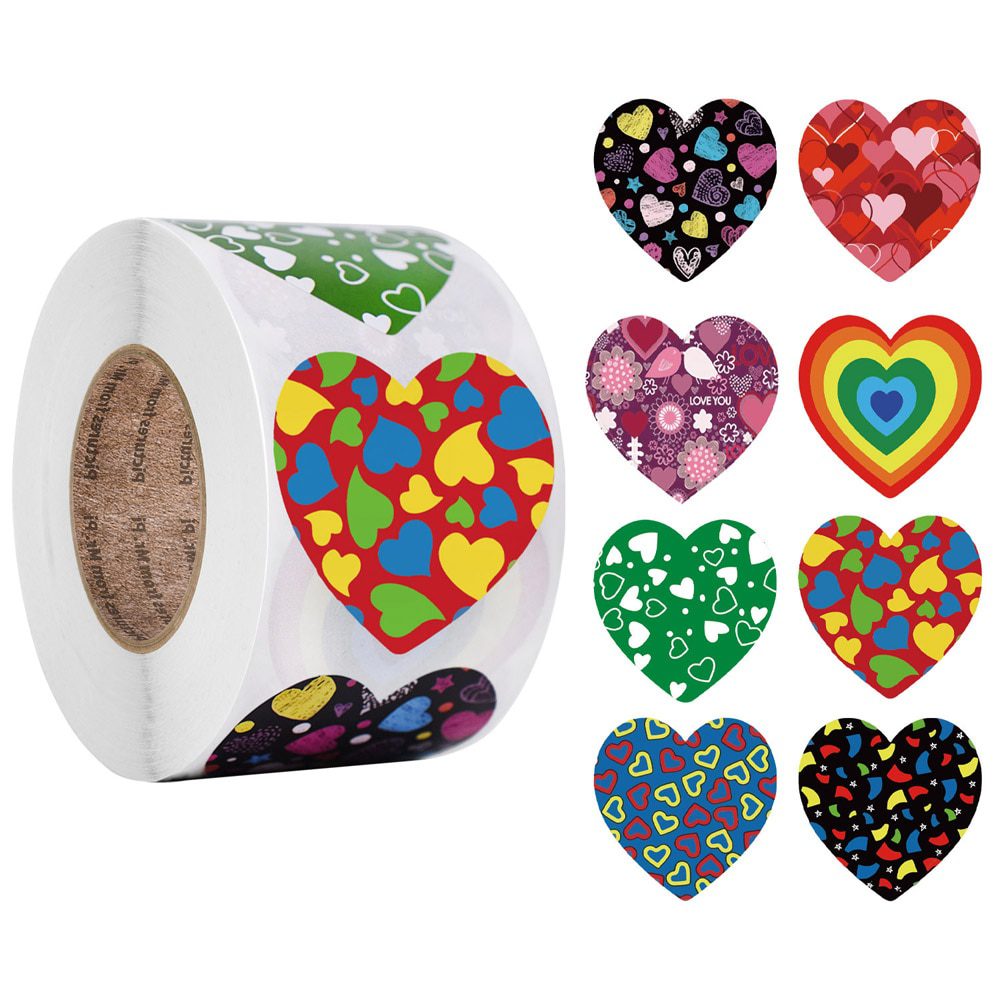 NEW 50-500pcs Red Heart Shape Labels Valentine's Day Paper Packaging Sticker Candy Dragee Bag Gift Box Packing Bag Wedding