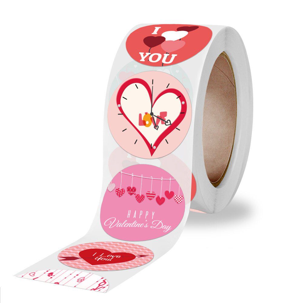 NEW 50-500pcs Red Heart Shape Labels Valentine's Day Paper Packaging Sticker Candy Dragee Bag Gift Box Packing Bag Wedding