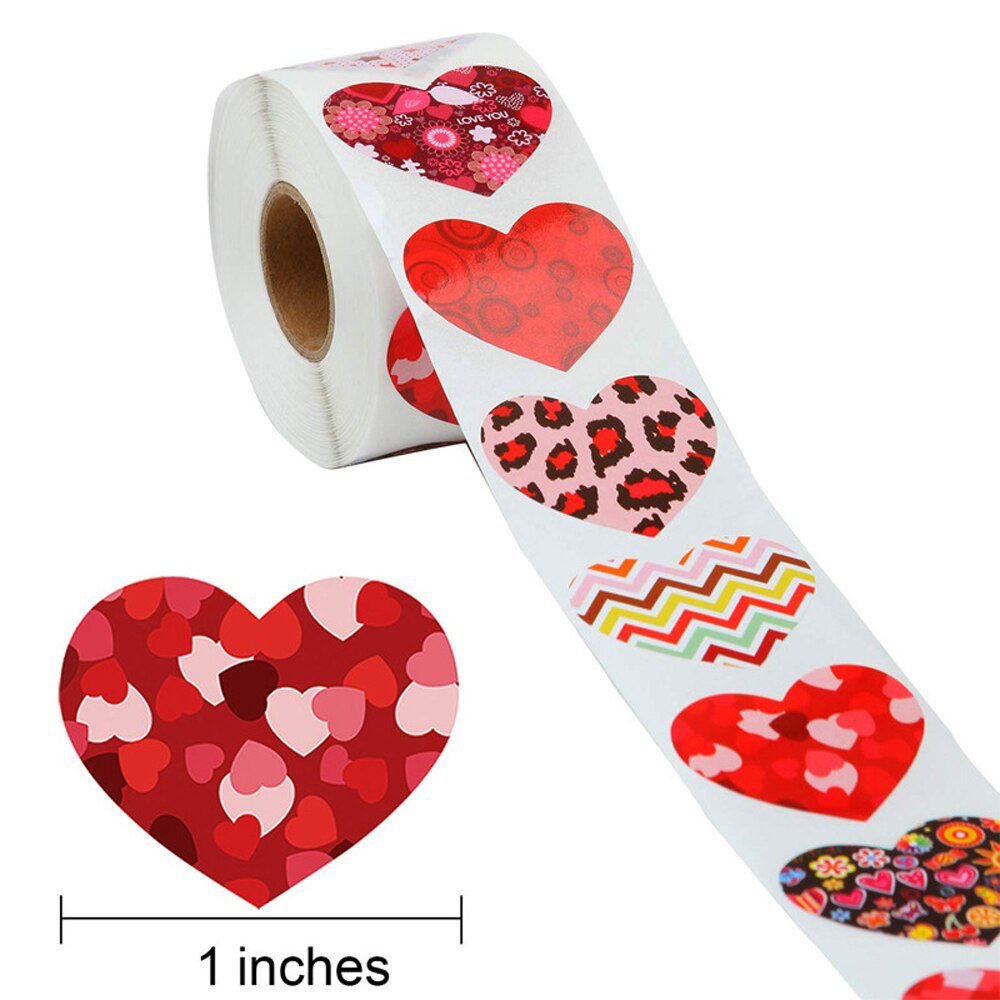 NEW 50-500pcs Red Heart Shape Labels Valentine's Day Paper Packaging Sticker Candy Dragee Bag Gift Box Packing Bag Wedding