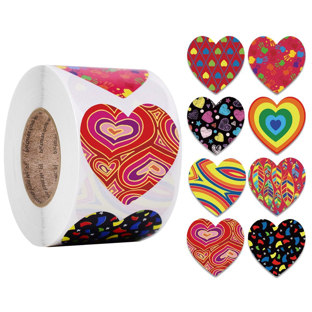 NEW 50-500pcs Red Heart Shape Labels Valentine's Day Paper Packaging Sticker Candy Dragee Bag Gift Box Packing Bag Wedding