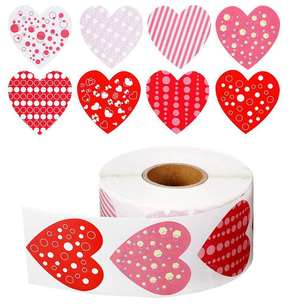 NEW 50-500pcs Red Heart Shape Labels Valentine's Day Paper Packaging Sticker Candy Dragee Bag Gift Box Packing Bag Wedding