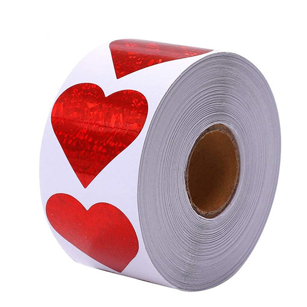 NEW 50-500pcs Red Heart Shape Labels Valentine's Day Paper Packaging Sticker Candy Dragee Bag Gift Box Packing Bag Wedding