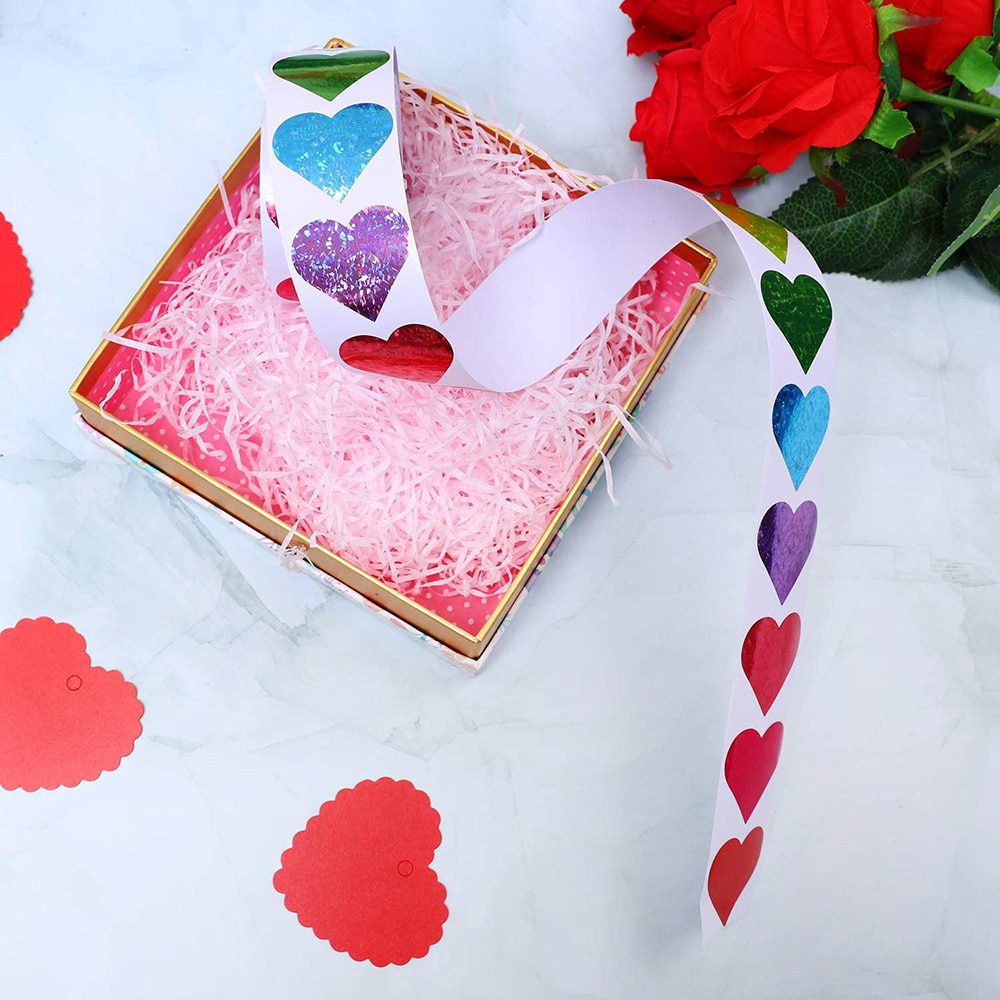 NEW 50-500pcs Red Heart Shape Labels Valentine's Day Paper Packaging Sticker Candy Dragee Bag Gift Box Packing Bag Wedding