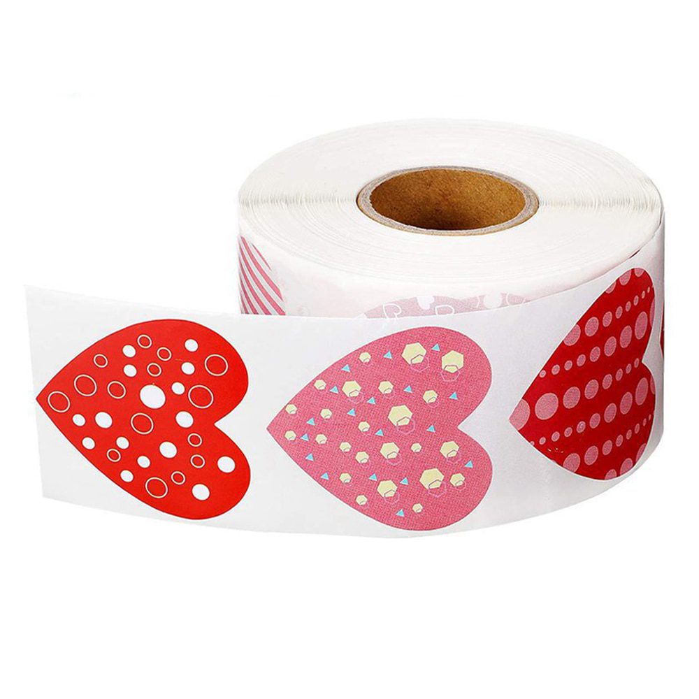 NEW 50-500pcs Red Heart Shape Labels Valentine's Day Paper Packaging Sticker Candy Dragee Bag Gift Box Packing Bag Wedding