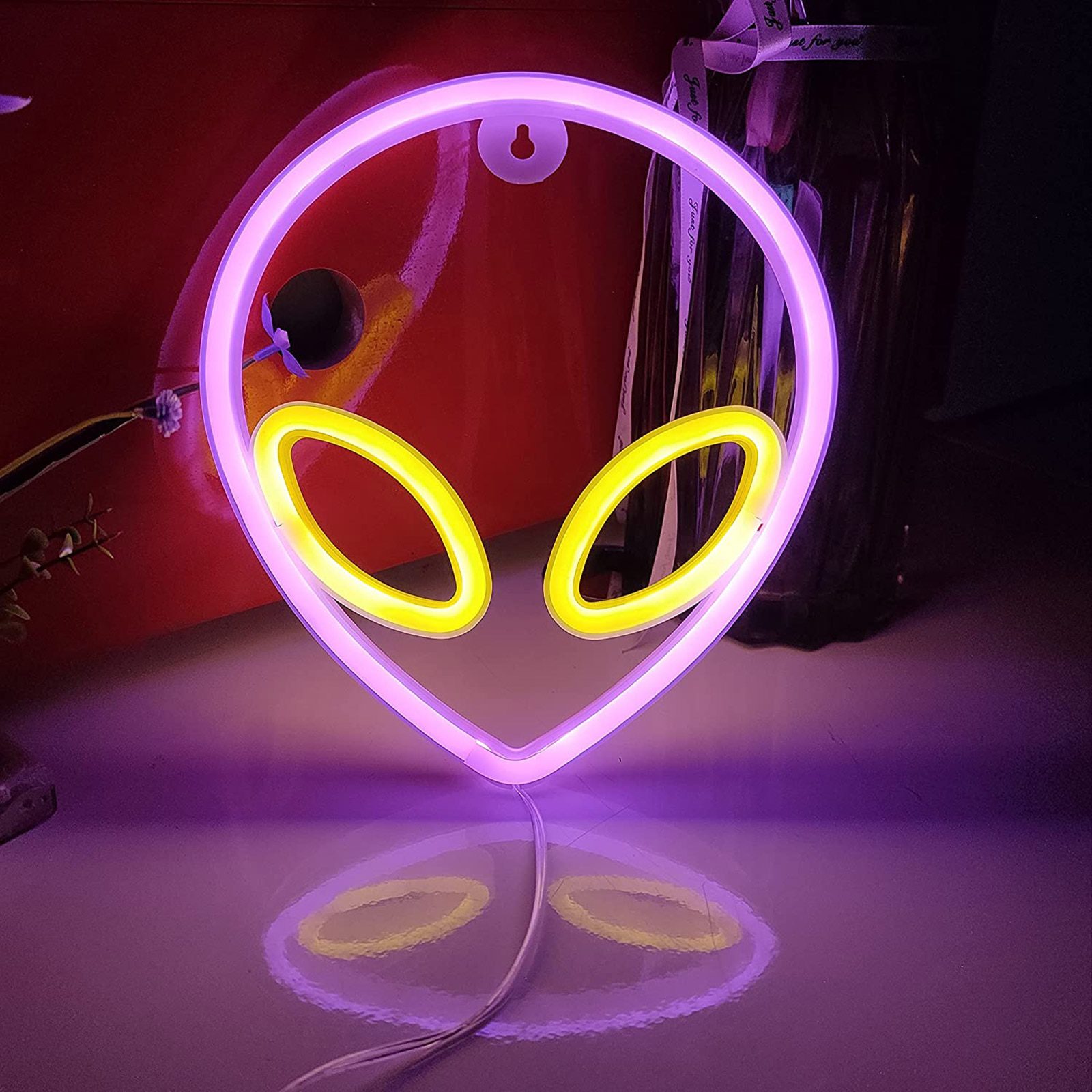 NEW LED Alien Neon Sign Lights Battery or USB Powered Indoor Wall Hanging Art Night Lamp for Kids Bedroom Wedding Party Decorati