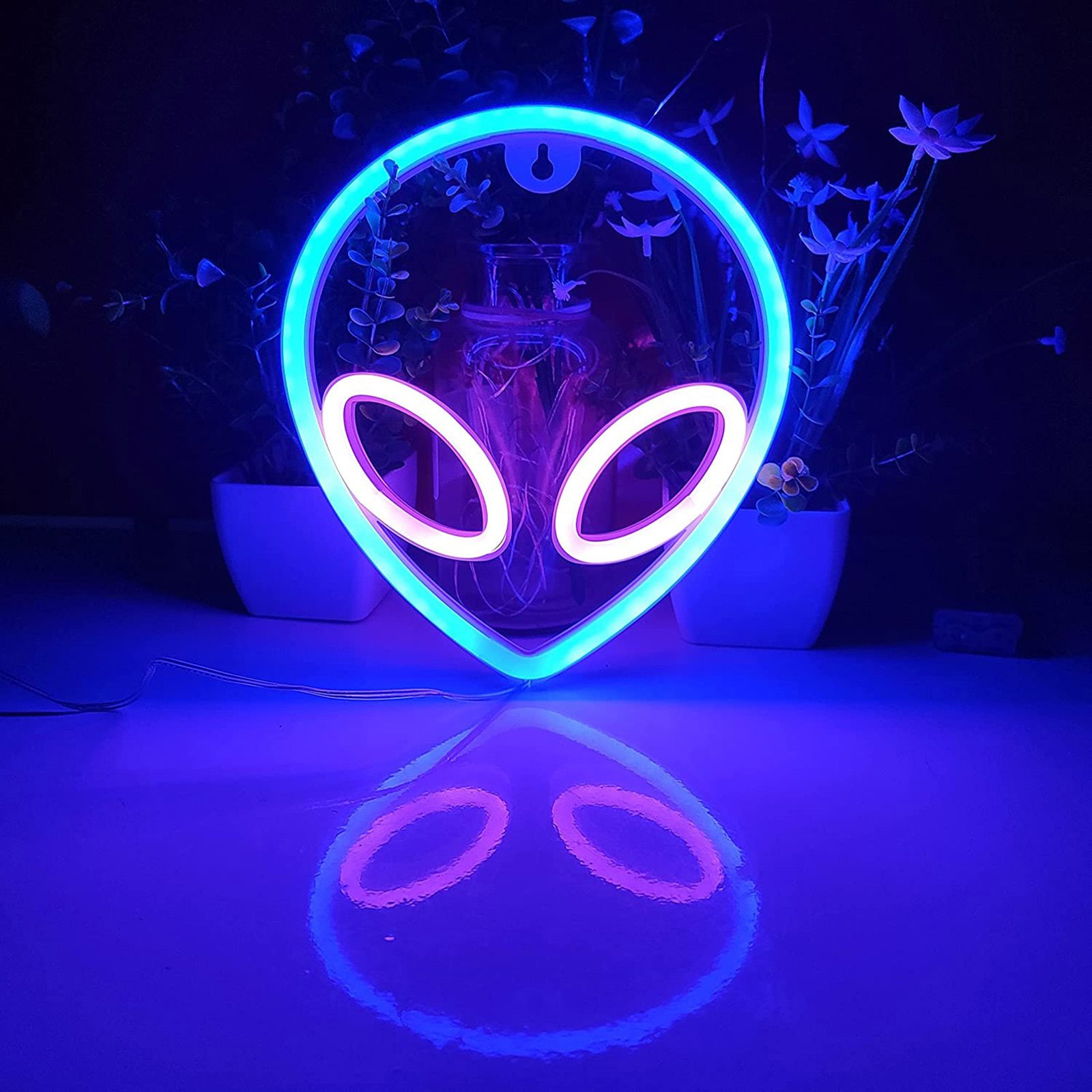 NEW LED Alien Neon Sign Lights Battery or USB Powered Indoor Wall Hanging Art Night Lamp for Kids Bedroom Wedding Party Decorati