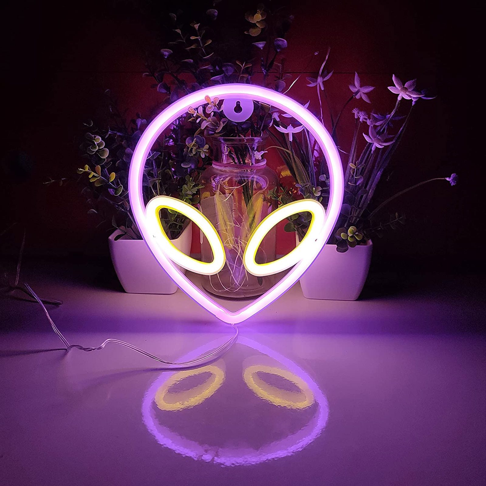 NEW LED Alien Neon Sign Lights Battery or USB Powered Indoor Wall Hanging Art Night Lamp for Kids Bedroom Wedding Party Decorati