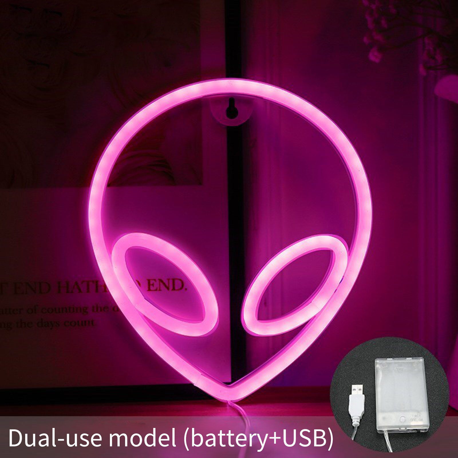 NEW LED Alien Neon Sign Lights Battery or USB Powered Indoor Wall Hanging Art Night Lamp for Kids Bedroom Wedding Party Decorati