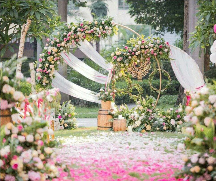 NEW Iron Round Metal Arch Garden Balloon Flower Arch Indoor and Outdoor Wedding Birthday Party Decoration Arch Flower Wall Shelf