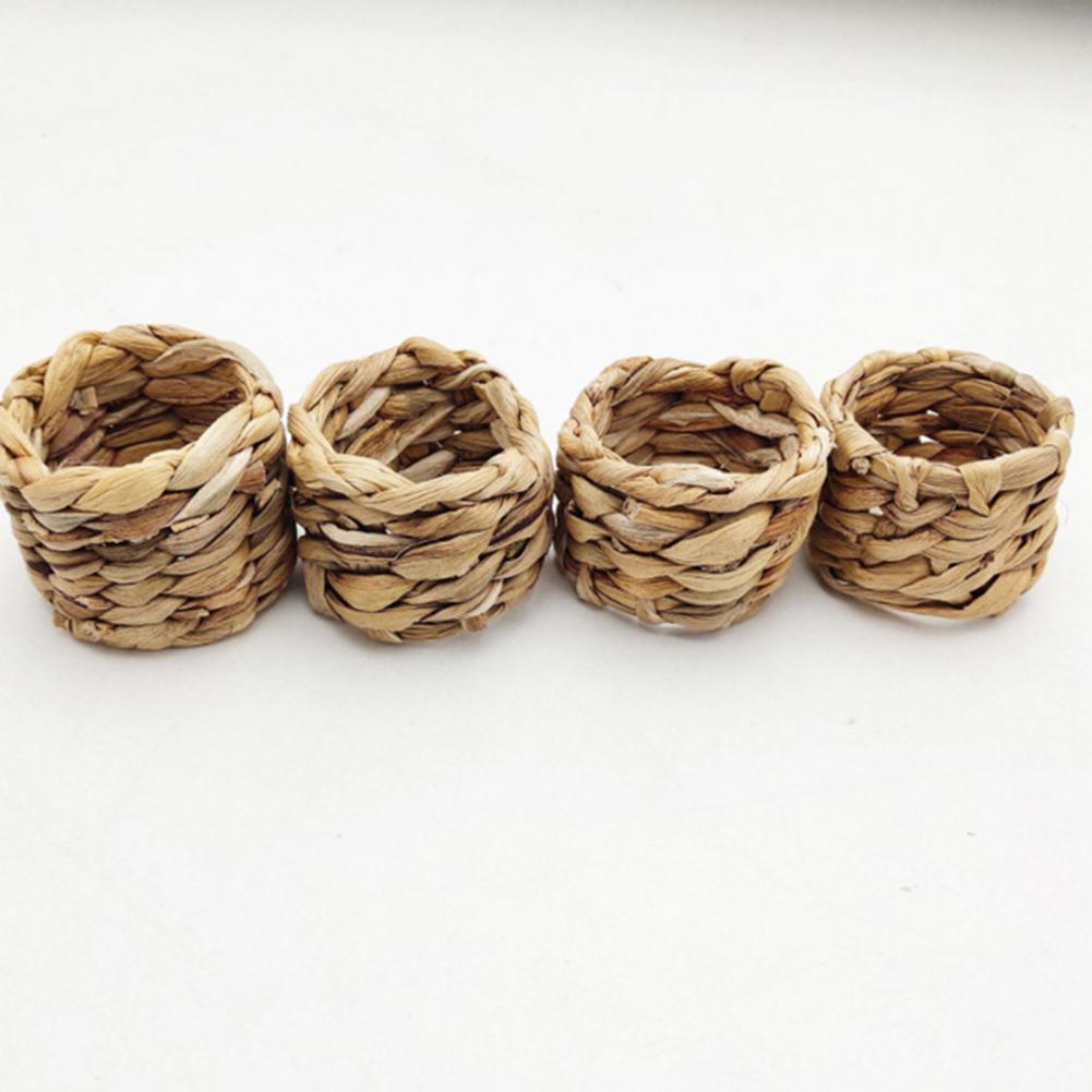 NEW Reusable Natural Material Straw Rope Woven Napkin Holder Water Hyacinth Grass Napkin Buckle Napkin Ring Wedding Table Decor