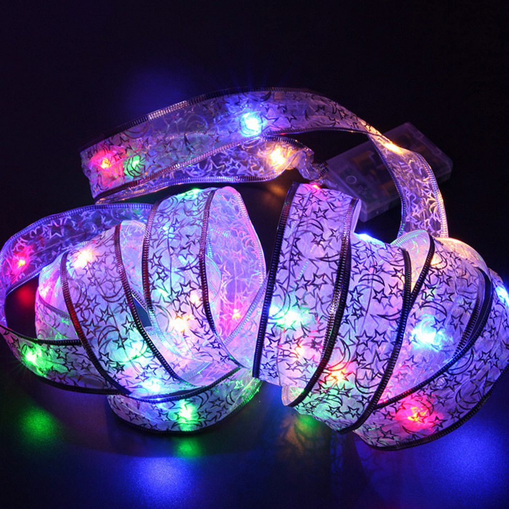 NEW LED 2/4m Fairy Lights Strings Cooper Wire Ribbon Bows Lights Christmas Lamp for Party Weddings Holiday Xmas Tree Decorations