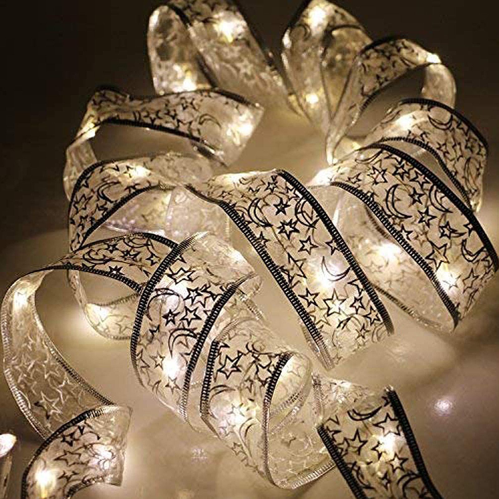 NEW LED 2/4m Fairy Lights Strings Cooper Wire Ribbon Bows Lights Christmas Lamp for Party Weddings Holiday Xmas Tree Decorations